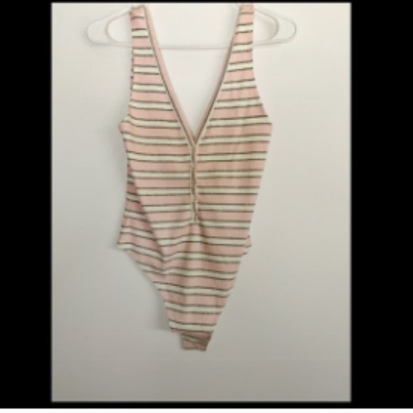 American Apparel Horizonal Striped Fitted Vintage Style Bodysuit Small - Picture 3 of 6